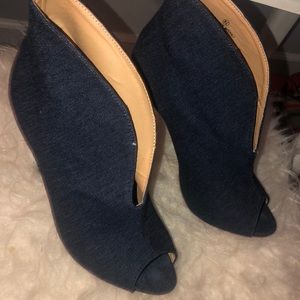 Denim Peep Toe High Heel